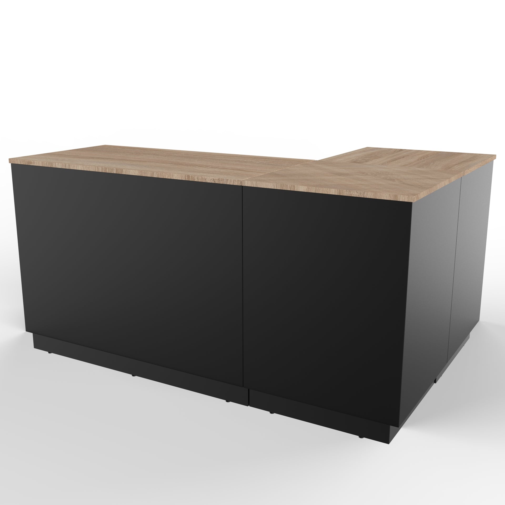 Retail counter L - shape, black/oak 180 x 120