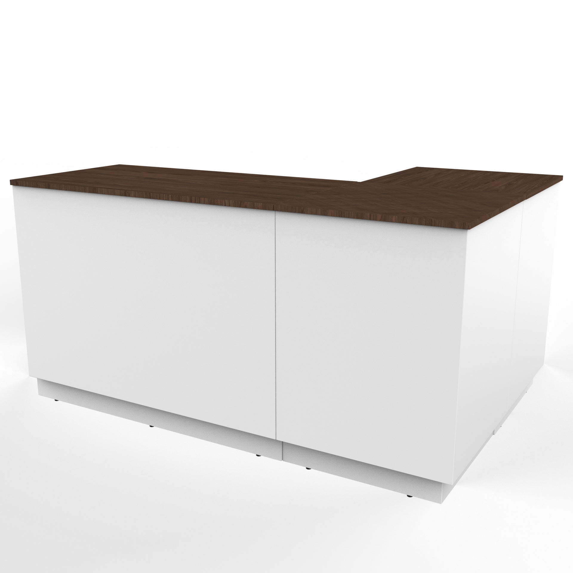 Retail counter L - shape, white/walnut 180 x 120