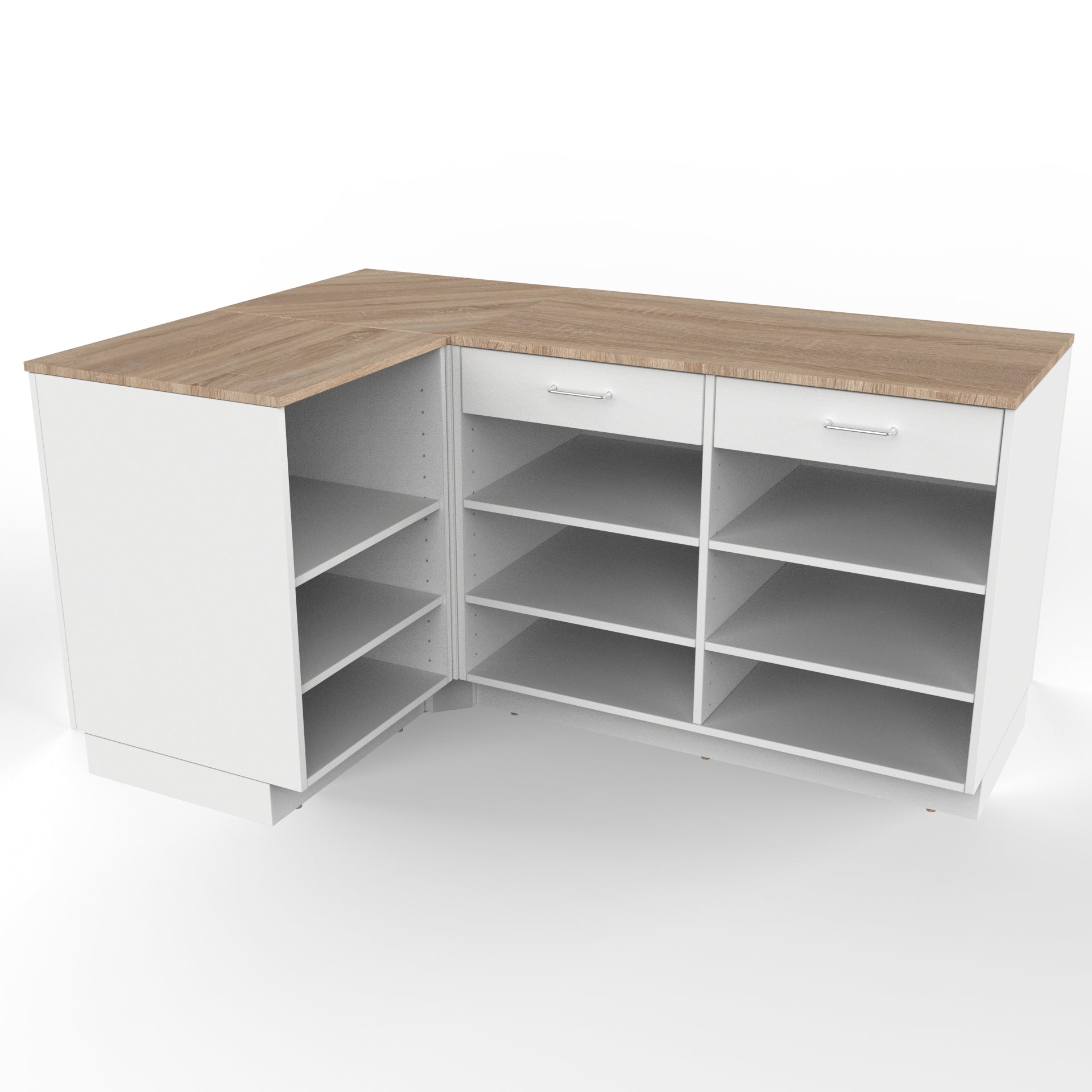 Retail counter L - shape , White/Oak 180 x 120