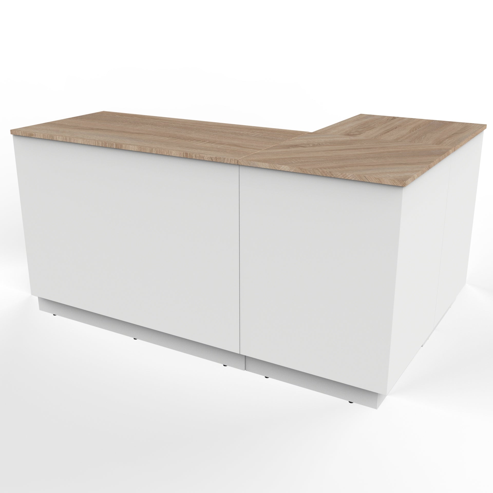 Retail counter L - shape , White/Oak 180 x 120