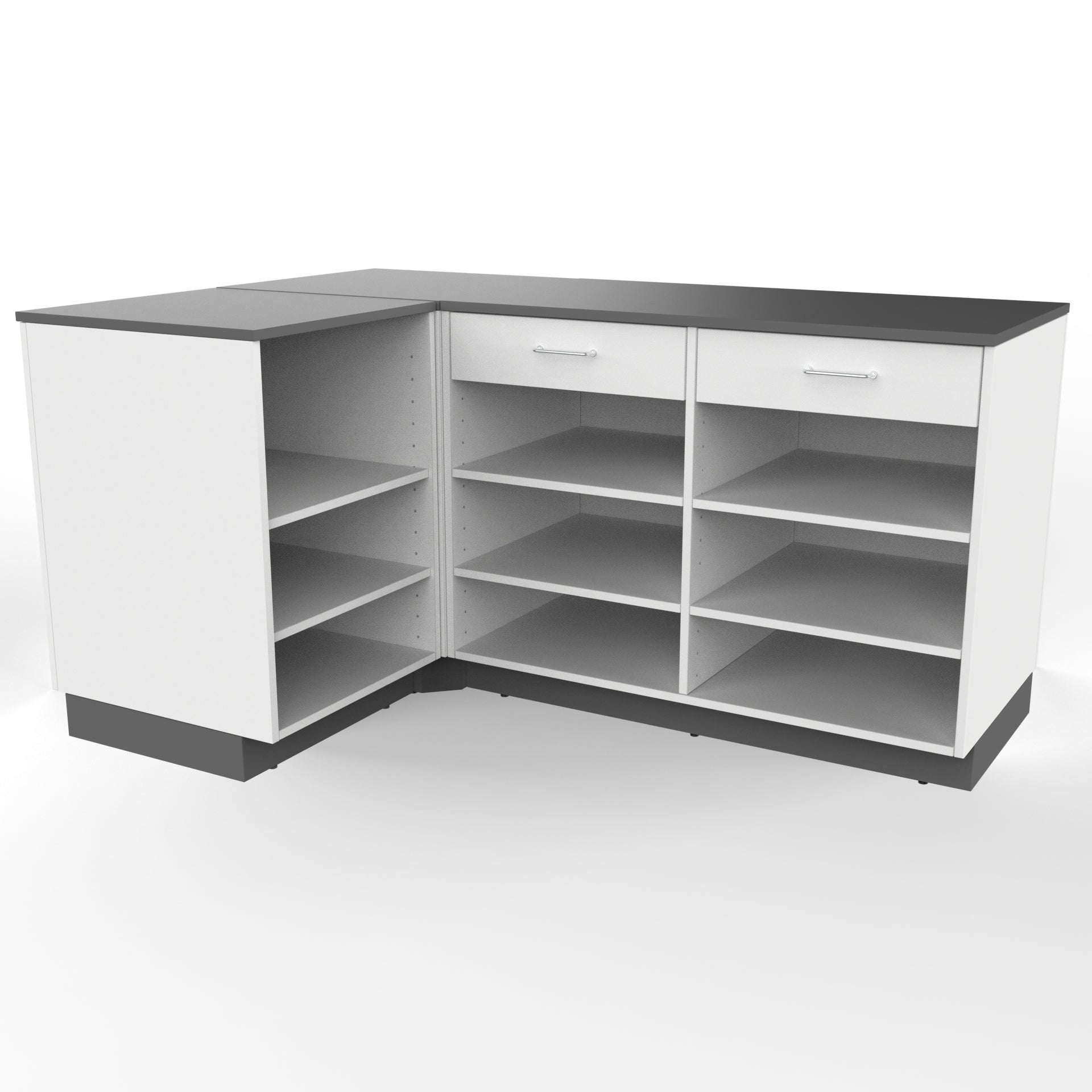 Retail Counter L - shape, White/Graphite 180 x 120