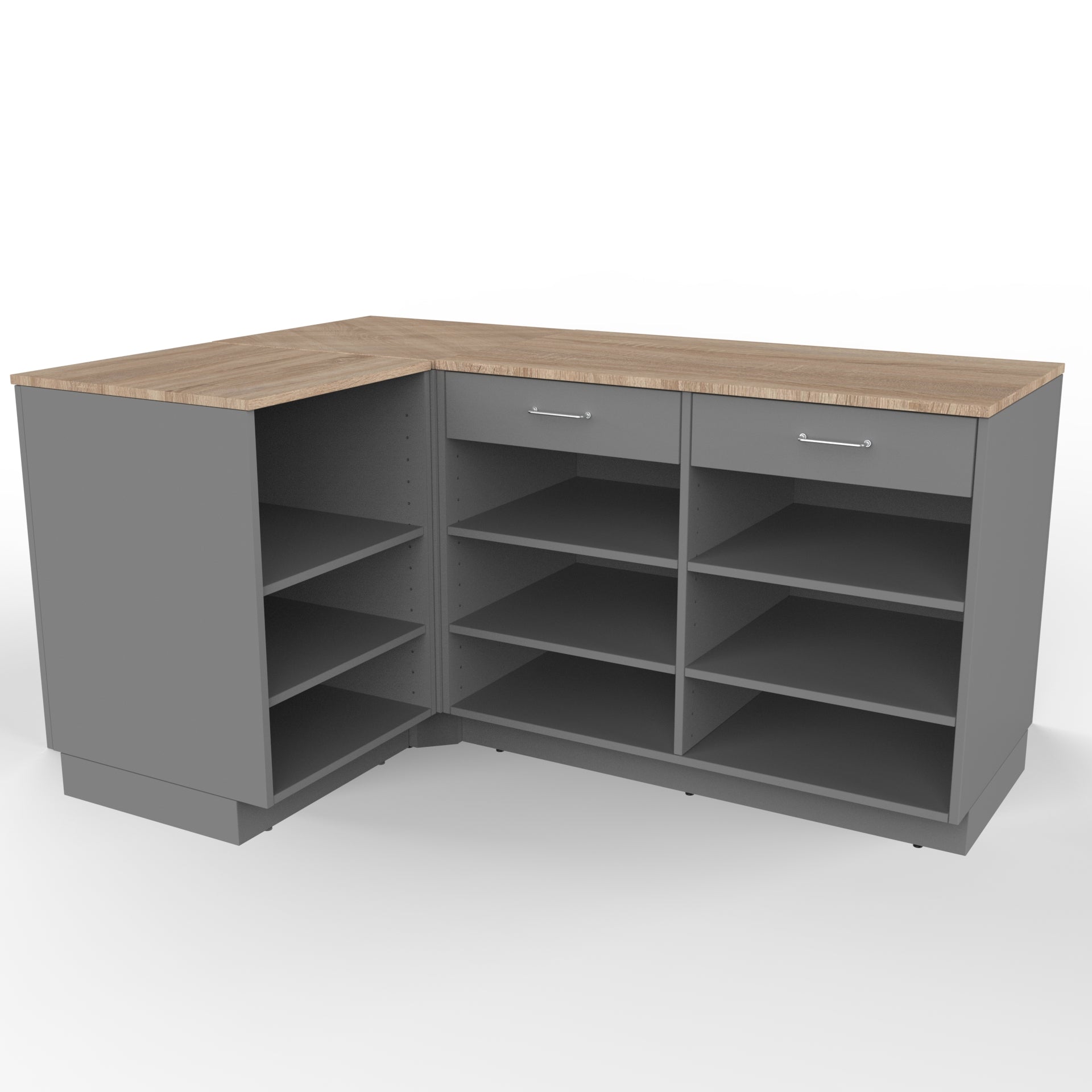 Retail Counter L - shape, Graphite/oak 180 x 120