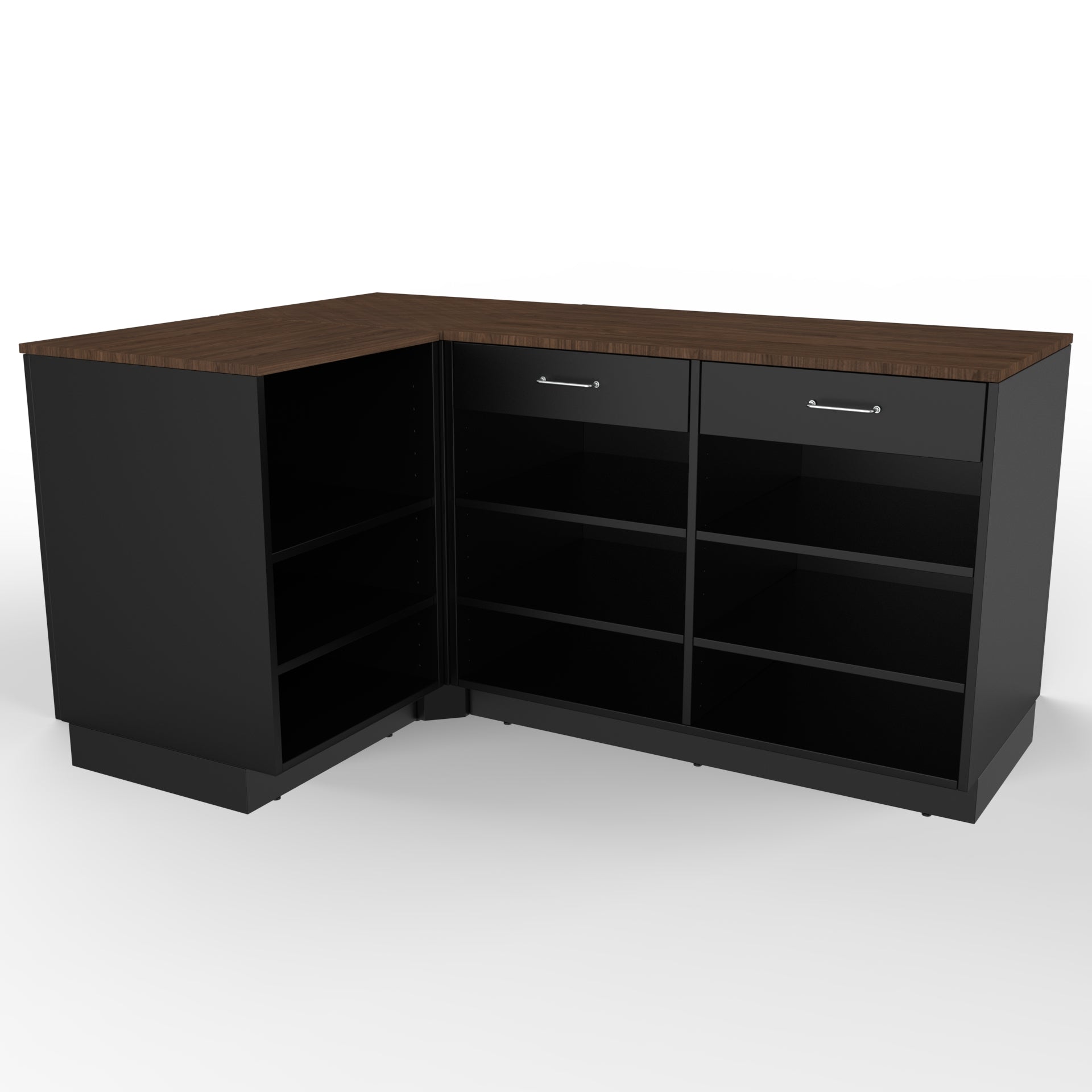 Retail Counter L - shape, Black/walnut 180 x 120