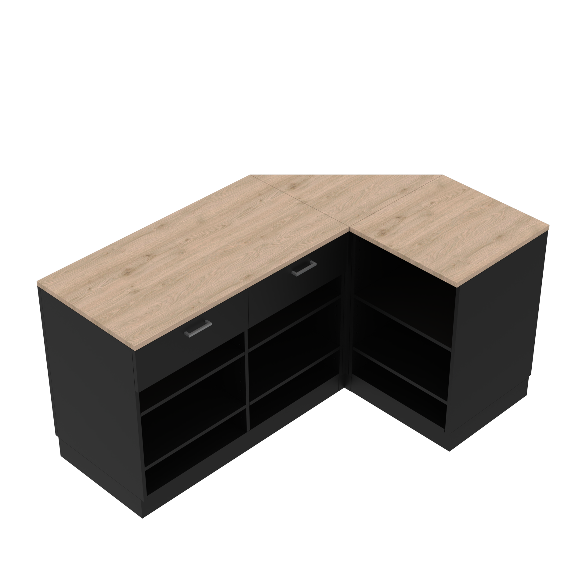 Retail counter L - shape, black/oak 180 x 120