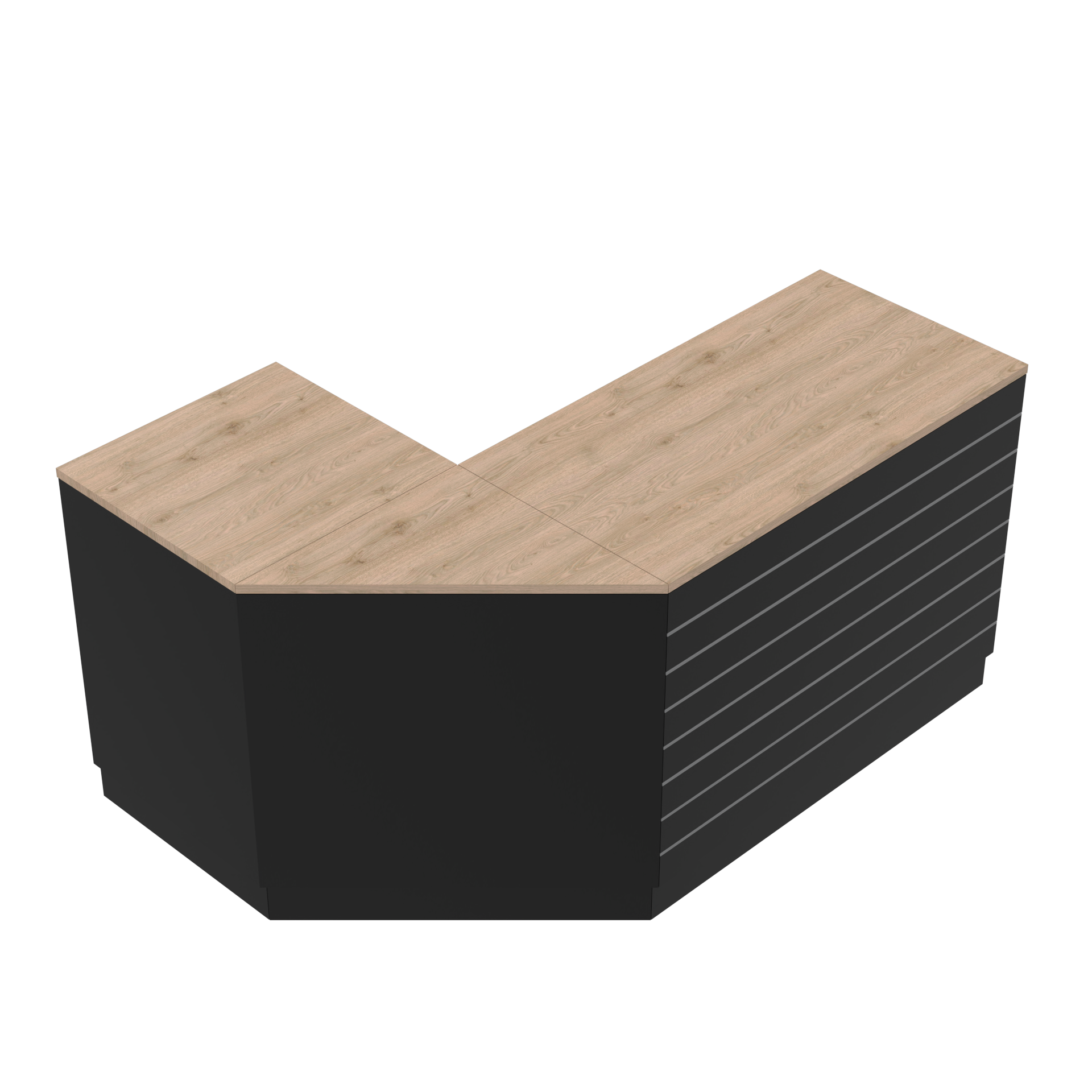 Retail counter L - shape, black/oak 180 x 120