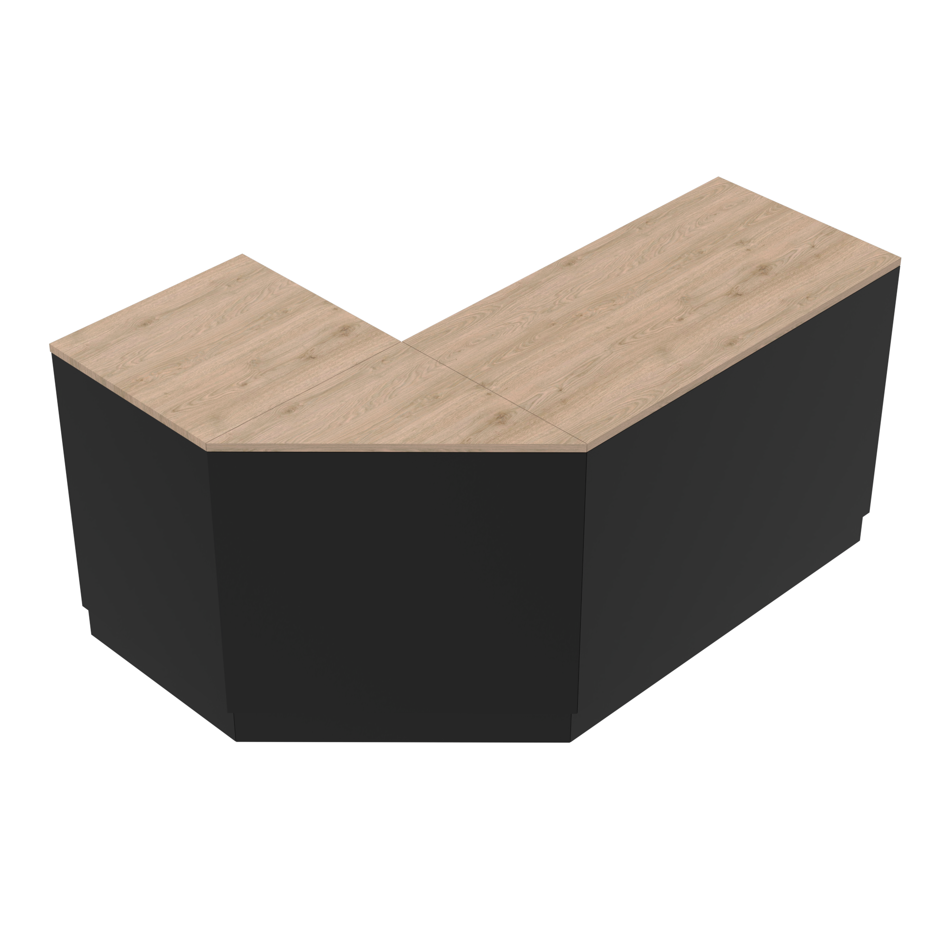 Retail counter L - shape, black/oak 180 x 120