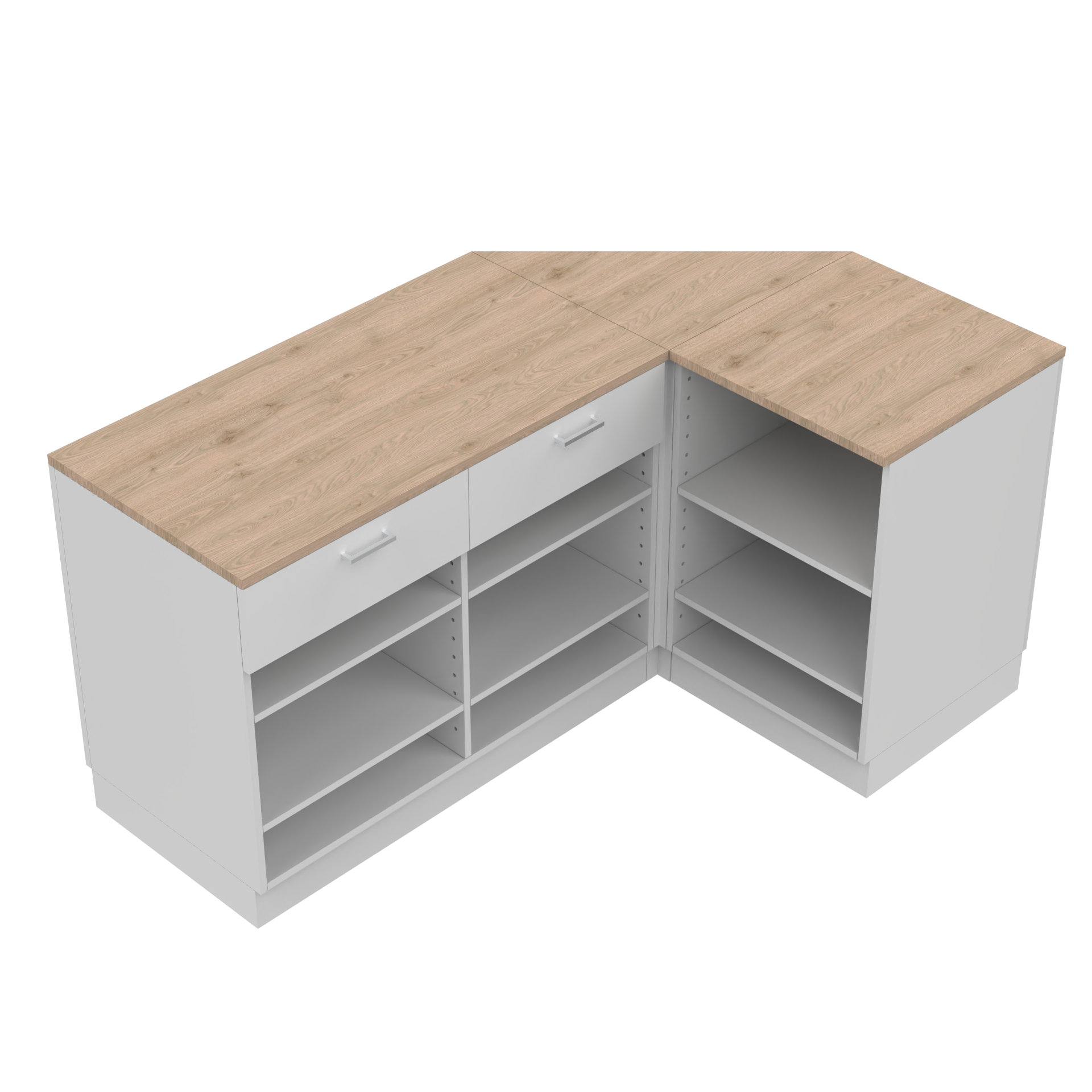 Retail counter L - shape , White/Oak 180 x 120